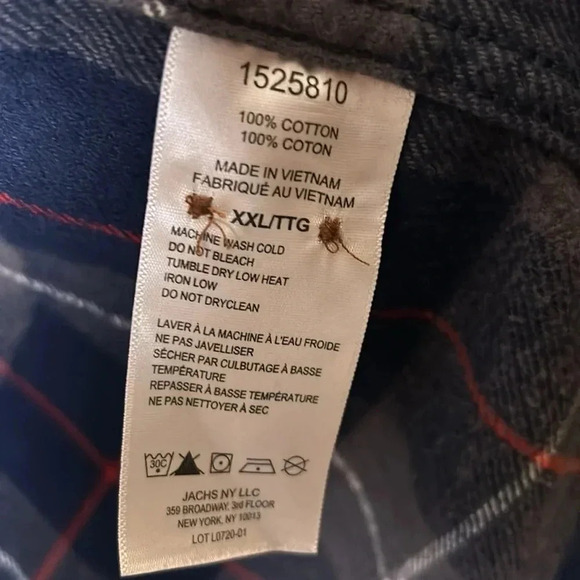 Jachs New York Flannel shirt ,men XXL, Blue ,large checkered, warm, button front - Picture 9 of 16
